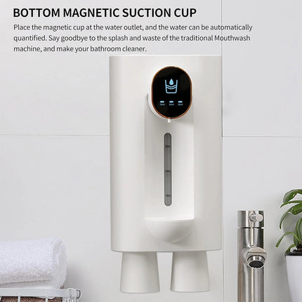 Touchless Automatic Mouthwash Dispenser 540ml with 2 Cups Rechargeable Wall