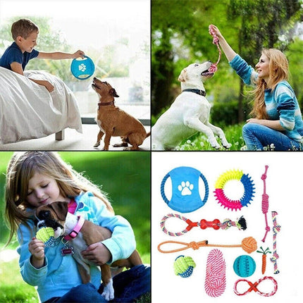 11PCS Pet Toys Puppy Dog Cat Durable Cotton Rope Pull Teeth Clean Chew Toy Set