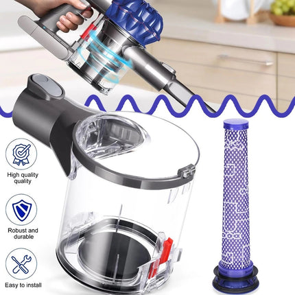 For-Dyson-V6 DC58 DC59 Dust Bin Assembly Clear Replacement Dustbin Containe