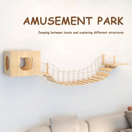 Wall Mounted Cat Climbing Shelf Jumping Platform Wooden Pet Perch Furniture