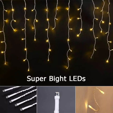 Warm White 480LED 14.5M Solar Snowing Icicle Christmas Linghts