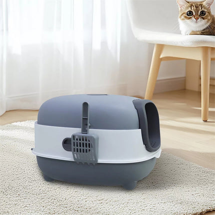 XXL Odorless Enclosed Cat Litter Box Oval Front Entry Cat Toilet Tray with Scoop