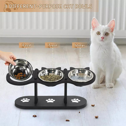 Adjustable Pet Feeder Stand 3PCS Elevated Dog Cat Food Bowl Rack Feeding Station