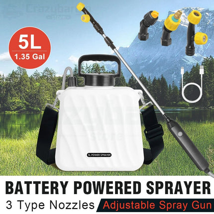 USB Powered Electric Pressure Sprayer 5L Backpack with Adjustable Rod