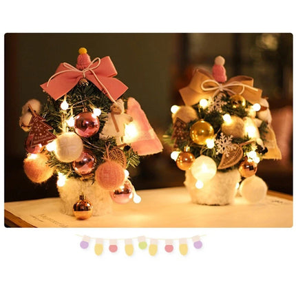 Artificial Christmas Decoration Tree LED Light Table Desk Ornaments Gift Party  30CM Luxury Pink