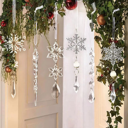 Snowflake Icicle Ornament Christmas Xmas Tree Decoration Hanging Pendant Decor