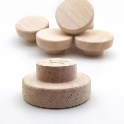 12pcs Wooden Knob With Screws Wood Round Pull Knobs for Drawer Cabinet Door