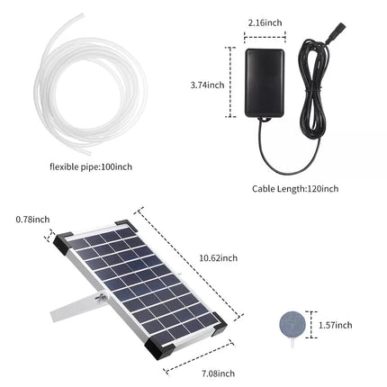 1pcs Outdoor Solar Oxygenator Aquarium Pond Fish Tank Aerator Air Pump Oxygen Stone