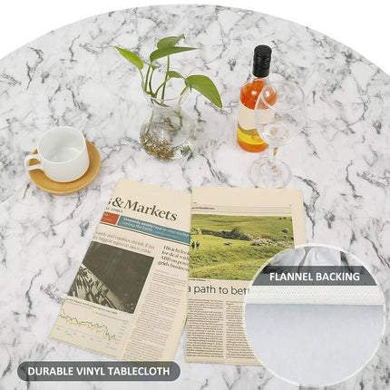 Elastic Edged Round Tablecloth Waterproof Oil-Proof Flannel Backed Table Cover  95-110CM