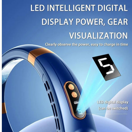 Neck Fan LCD Digital Bladeless Electric Wearable USB Rechargeable Air Cooler Kit