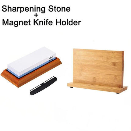 Double Sided Knife Block Knife Holder Banboo Sharpening Stone