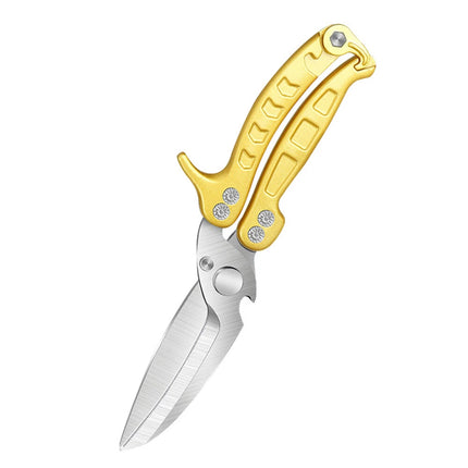 2Pcs Kitchen Scissors Fish Meat Chicken Bone Sharp Shears Beer Cap Opener Golden