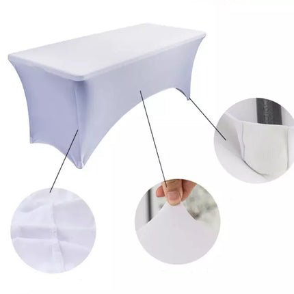 2pcs 4FT White Fitted Spandex Tablecloth Table Clothes Cover Banquets Wedding Party