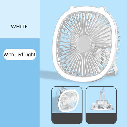 Rechargeable LED HANGING Desk Fan Small Quiet USB Powered Portable Table Fan
