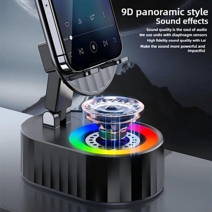 3-In-1 Phone Holder Inductive Bluetooth Speaker Holder 360°Rotating Folding Gift