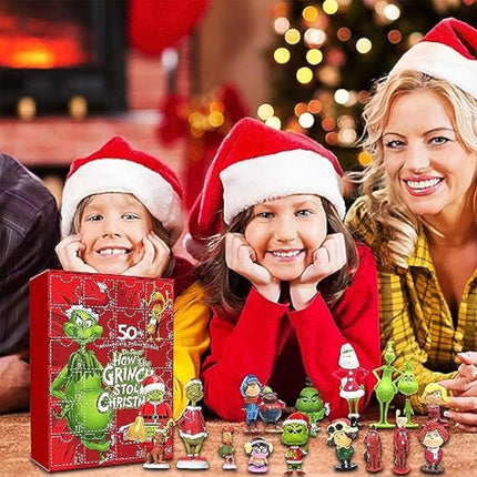 Christmas Advent Calendar The Grinch Elf Figures Doll Countdown Calendar Red