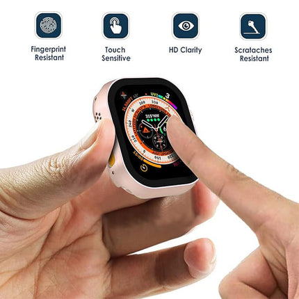 Case with Screen Protector for Apple Watch Ultra 3/2/1 49mm Built-in Tempered Glass 2 Pack Pink