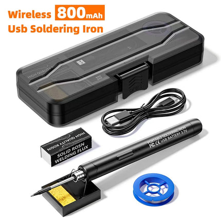 Electric Soldering Iron Kit Auto Sleep 3-Speed Temperature for Precision Repair Black