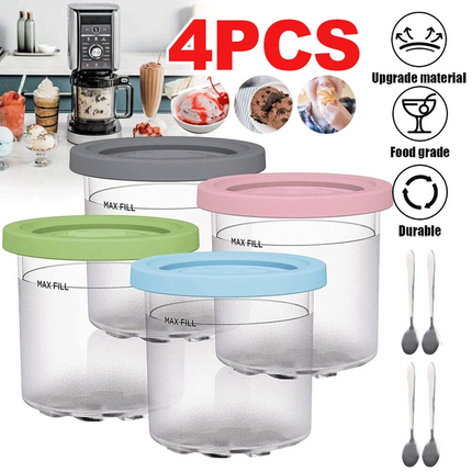 4 Piece Container for Ninja CREAMi Ice Cream Maker Ice Machine NC300EU NC300