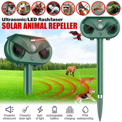 Ultrasonic Bird Repeller Solar LED Pest Control Scarer Deterrent Motion Sensor