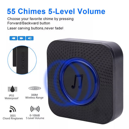 Loud Door Bell Wall Waterproof Chime Plug Wireless In Doorbell 5 Levels Volume