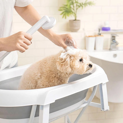 Foldable Pet Bath Tub with Adjustable Stand Portable Grooming Station Non-slip