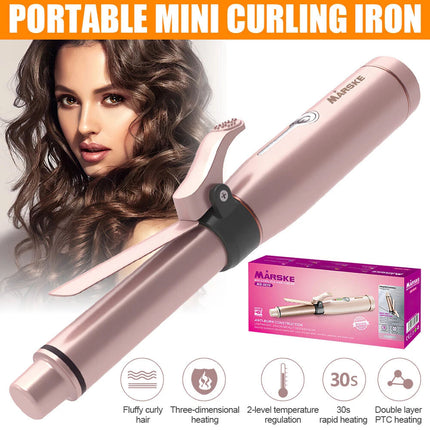 Portable Curling Wand, Mini Cordless Curling Iron USB Rechargeable Ceramic Hair