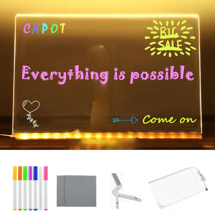30*20CM LED Note Board With Colors Acrylic Dry Erase Board With Light