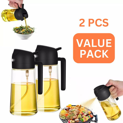 470ml Oil Sprayer & Dispenser – 2-in-1 Glass Bottle Cooking BBQ