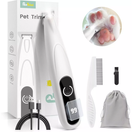 Pet Dog Electric Groomer Trimmer Pet Foot Hair Cat Dog Paw Shaver LED Waterproof
