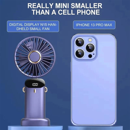 Handheld Fan Rechargeable USB Portable with 5 Speeds&Digital Display Ultra Quiet