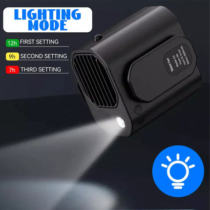 3in1 Portable Waist Clip on Fan Hanging Cooling Fan Rechargeable Power Bank Fan