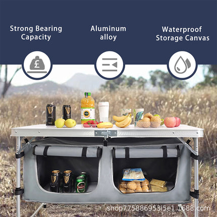 3E Folding Camping Table Aluminium Portable Picnic Outdoor Storage Organizer