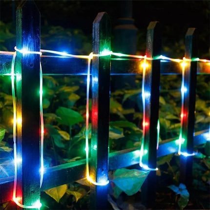 Solar 10M  Multicolored LED Rope Light PVC Hard Tube Party Christmas Lights Xmas 8Mode