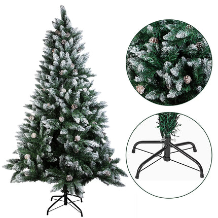 Christmas Tree 2.1M Xmas Tree Bushy Pine Cone Decorations Snowy White