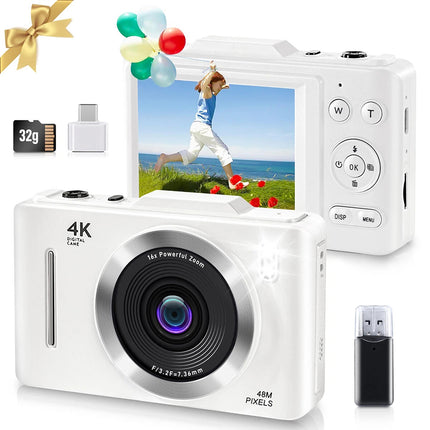 Mini Digital Camera 32GB 4K 48MP Compact Digital Camera 16X Digital Zoom