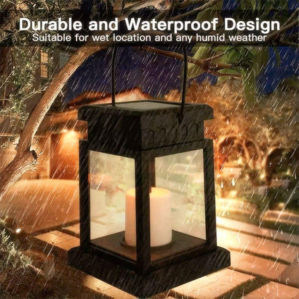 2 Lights Waterproof LED Solar Powered Hanging Lantern Light Outdoor Garden Table Lamp