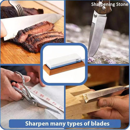 Double Sided Knife Block Knife Holder Banboo Sharpening Stone