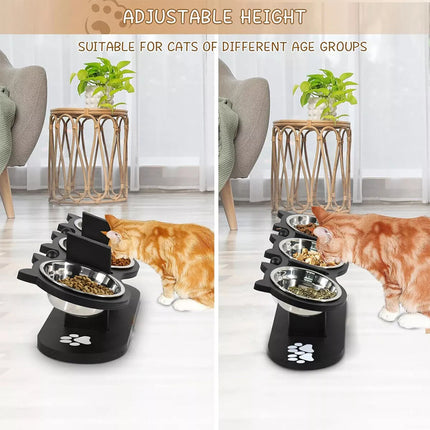 Adjustable Pet Feeder Stand 3PCS Elevated Dog Cat Food Bowl Rack Feeding Station