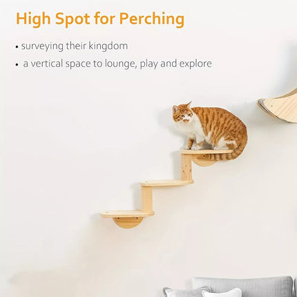 Wooden Wall Mounted Cat Shelf Capsule Bed Climbing Tree Platform Furniture Rack