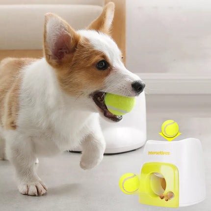 Pet Tennis Ball Machine Launcher Interactive Dog Toys Fetch Thrower Roll Out OZ