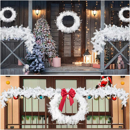 2.7M Christmas Garland with Lights LED Stairs Fireplace Xmas Tree Rattan Wreath
