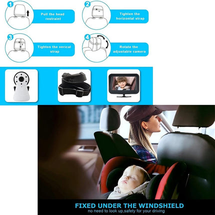 4.3" Baby Car Camera HD 1080P - Rear-Facing Infant Monitor with Night Vision