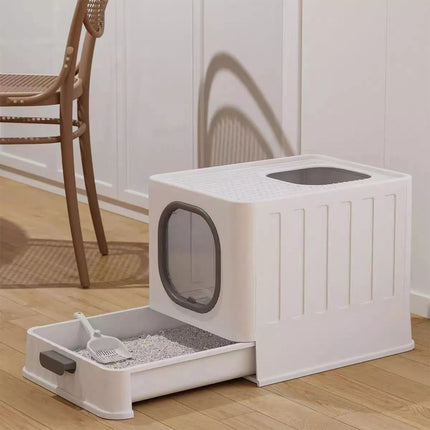 Spacious Foldable Cat Litter Box Toilet Tray Enclosed Kitty Hooded Top Entry XL