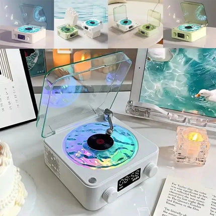 Portable Vintage Vinyl Speaker Wireless with Adjustable Light for Bedroom Party