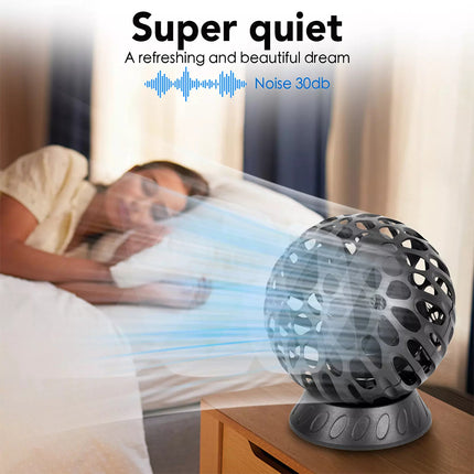 Air Circulation Mini Silent Sphere Fan Light Unique Desk Gift USB Charging