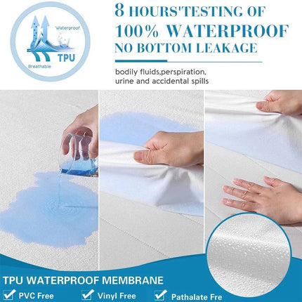 Cotton Fleece Fully Fitted Mattress Protector 100%Waterproof Double Size Bed Soft