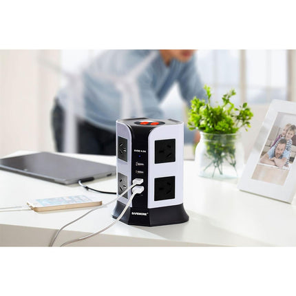 Euro 2 Level Power Stacker Power Board Power Station 8Outlet+4USB