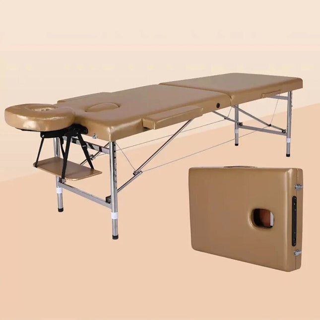 Champagne Beige Portable Folding Massage Table Bed Beauty Acupuncture Spa Chair Adjustable 180cm