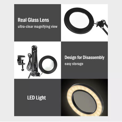 Foldable Desk Light Table Lamp with 10X Magnifying LED Reading Light
